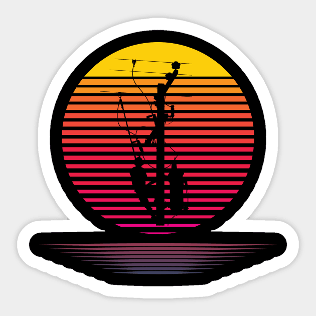 Retro Lineman Silhouette Sticker by LetsBeginDesigns